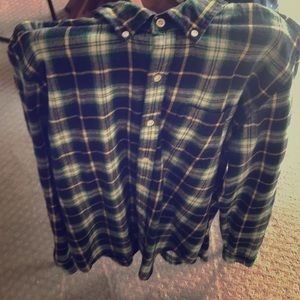 Long Sleeve Flannel. Green & blue with yellow
